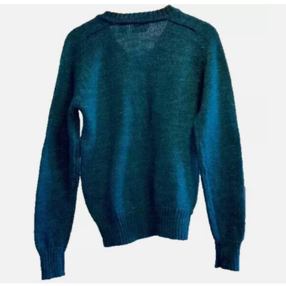 Vintage Mens Sweater Medium Gary Reed Teal Acrylic - Picture 2 of 7